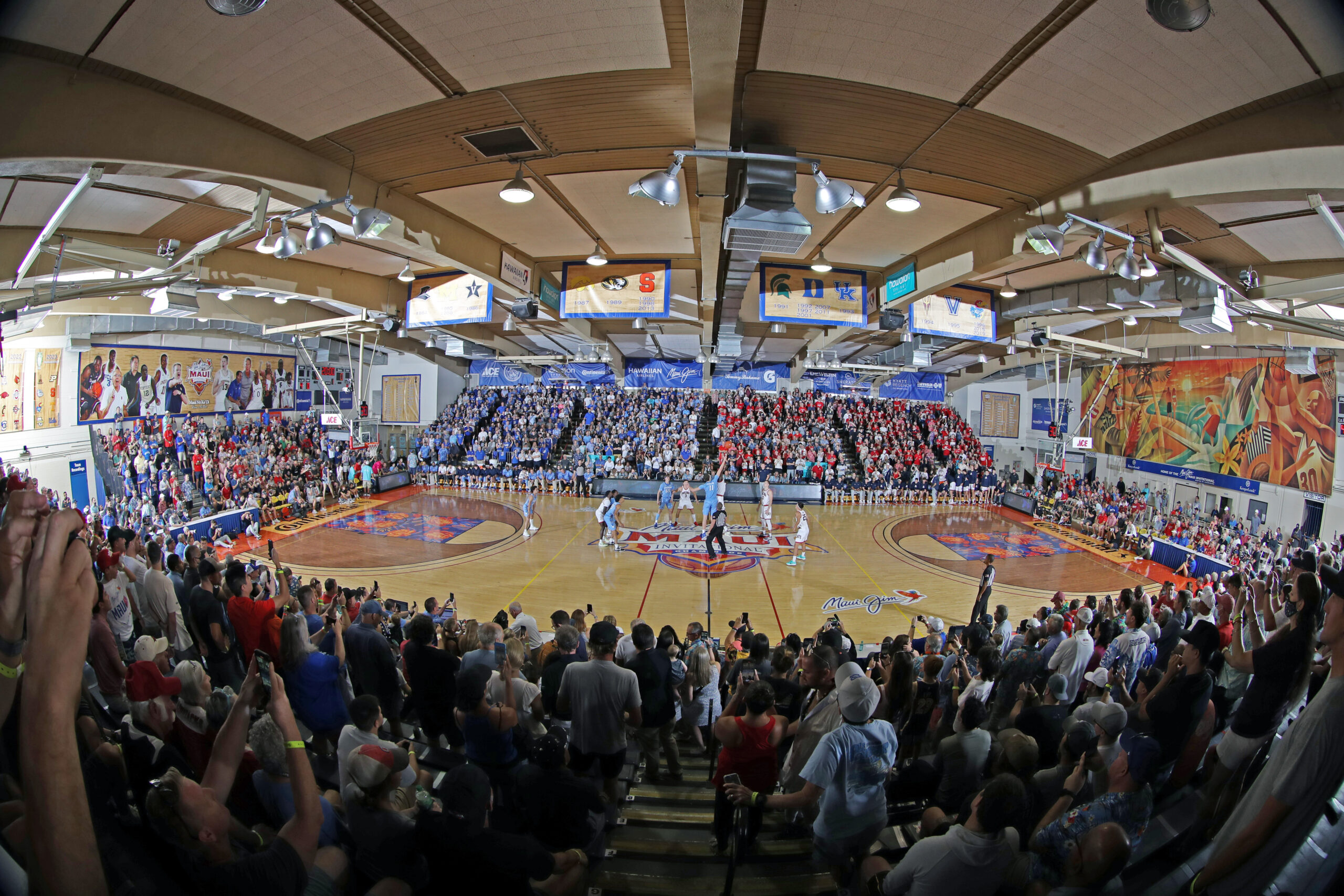 Arizona beat Creighton 81-79 for the Maui Invitational championship in front of a Lahaina Civic Center packed to its 2,400 capacity on Nov. 23, 2022, the last time the event was held here. Photo courtesy Kemper Sports Live