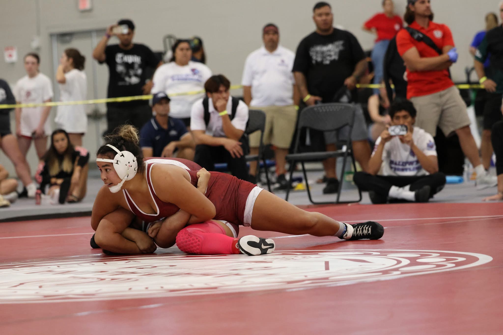 Baldwin High School's Jahlia Miguel controls the action in her 170-pound final at the Garner Ivey Maui Invitational Tournament in Kihei on Saturday. JASON HAYASE photo