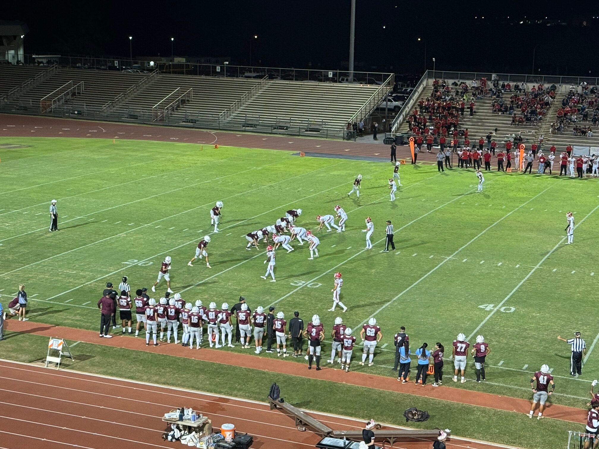 The Baldwin High School football team runs a play in its 7-3 win over Lahainaluna on Oct. 11 at War Memorial Stadium. The two teams will play for a state berth on Friday at King Kekaulike Stadium. HJI / ROB COLLIAS photo