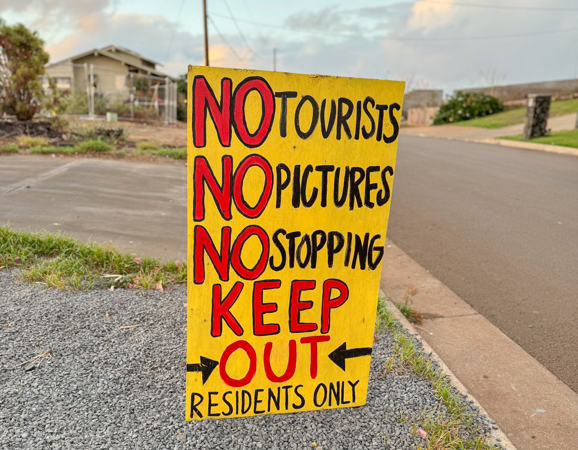 Residents have made it clear that they need time to fully recover from the Aug. 8, 2023, Lahaina wildfire. This sign was in the Wahikuli area on Wednesday. HJI / ROB COLLIAS photo